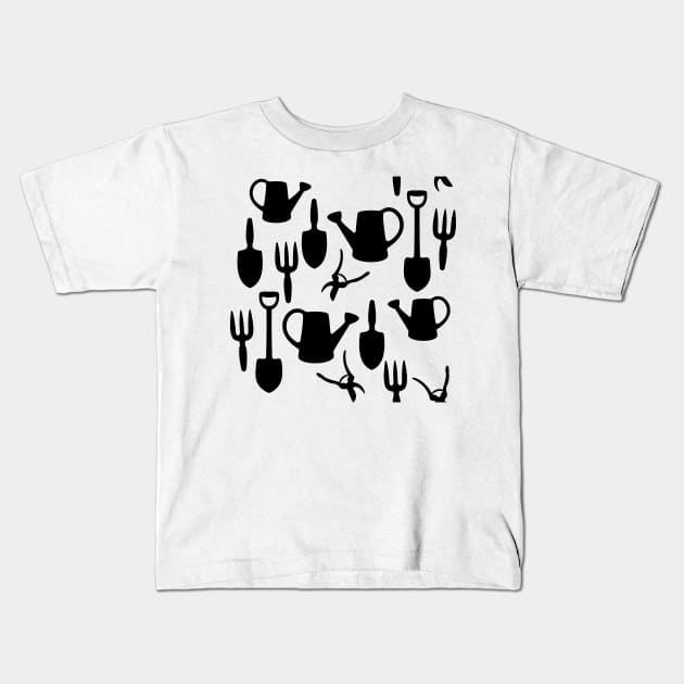 Gardener Black Pattern Kids T-Shirt by XOOXOO